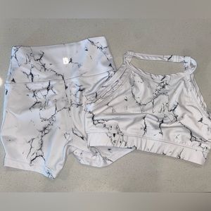 BuffBunny Marble Sports Bra with matching Shorts